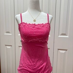 Pink Lace Trim Cami Top
